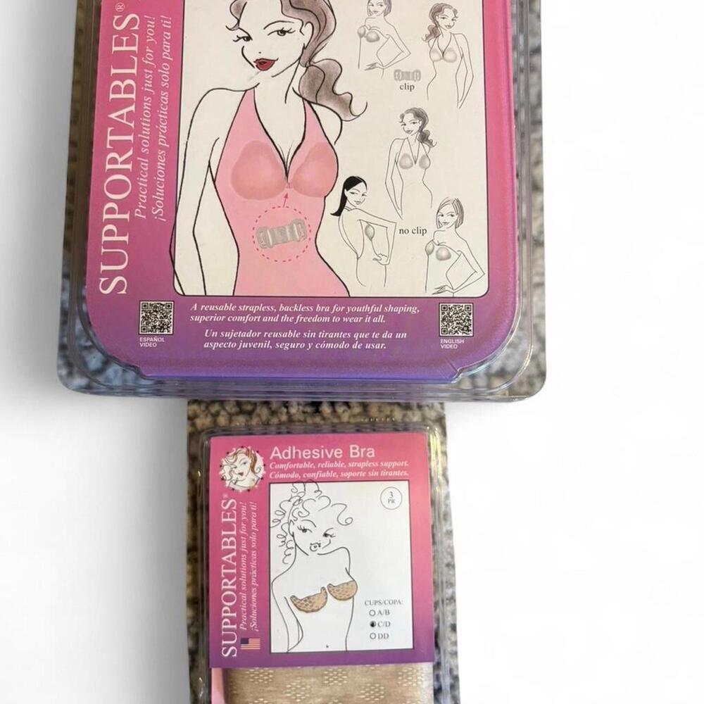 Adhesive bra, supportables fits size c cup and Demi adhesives. Brand new in box